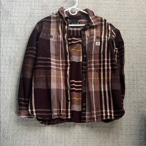 Carhartt Bugundy and Tan Checkered Shirt